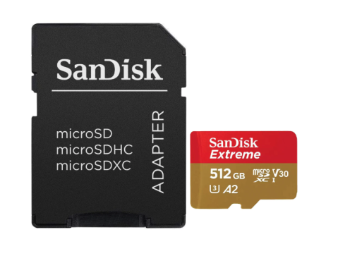 Accesorii - Card de memorie SanDisk Extreme microSDXC 512GB, pana la 190MB/s & 130MB/s Read/Write speeds A2 C10 V30 UHS-I U3 + SD Adapter