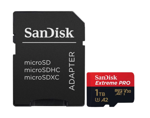Carduri MicroSD - Card de Memorie SanDisk Extreme PRO microSDXC 1TB, pana la 200MB/s & 140MB/s Read/Write speeds A2 C10 V30 UHS-I U3 + SD Adapter