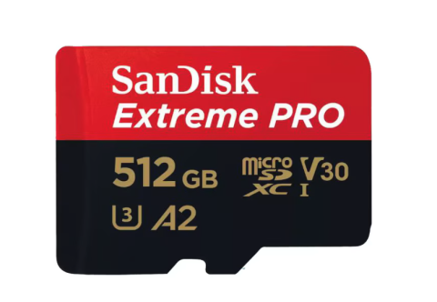 Card de Memorie SanDisk Extreme PRO microSDXC 512GB, pana la 200MB/s & 140MB/s Read/Write speeds A2 C10 V30 UHS-I U3 + SD Adapter [1]