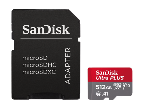 Card de memorie SanDisk Ultra PLUS MicroSDXC UHS-I, A1, 512GB, V10, Up to 160MB, Full HD, cu adaptor [1]
