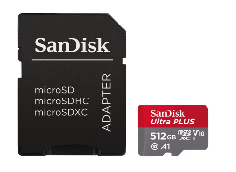 Accesorii - Card de memorie SanDisk Ultra Plus microSDXC, 512GB, 160MB/s, clasa 10/V10/A1, UHS-I, adaptor