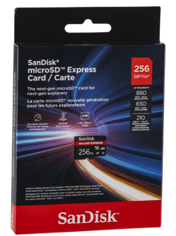 Card Memorie microSDXC SanDisk Express, 256Gb, Clasa 10 / UHS-1 U3 Up to 880MB/s Read, 650 MB/s Write [1]