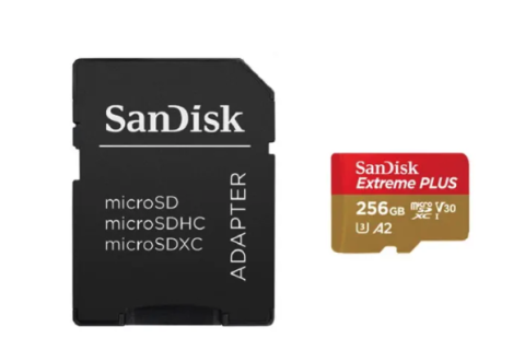 Carduri MicroSD - Card Sandisk Extreme PLUS R200/W140 microSDXC 256GB UHS-I U3 A2 Clasa 10 cu adaptor SD