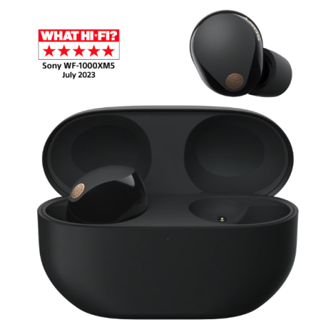 Casti Wireless - Casti Audio In-Ear Sony WF-1000XM5B, True Wireless, Bluetooth, Noise cancelling, Microfon, Autonomie de pana la 24 ore, Incarcare rapida, IPX4, Negru