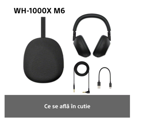 Casti Over the Ear Sony WH-1000XM6L, Wireless, Bluetooth, Hi-Res Audio, Noise cancelling, Autonomie 30 ore, Microfon, Alexa si Google Assistant, Design pliabil, Albastru [3]
