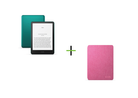 Promotii - eBook Reader Amazon Kindle Paperwhite Signature 2024 (12th Gen), 32 Gb, 300PPI, 7", Wi-Fi, Bluetooth, IPX8, USB-C, Verde Metallic Jade, Fara Reclame + Husa de protectie Water Safe Fabric pentru Kindle