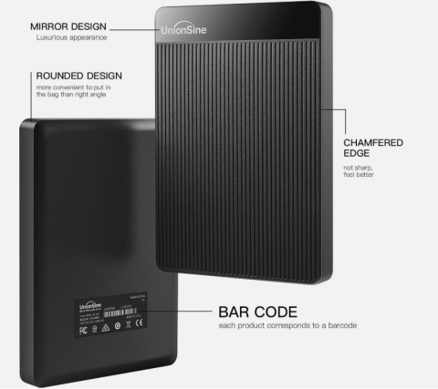 HDD Extern UnionSine External Hard Drive 1TB Ultra Slim Portable Hard Drive USB 3.0 HDD [1]