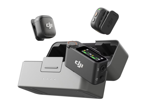Microfoane - Kit DJI MIC 3, 2x microfon, 1x receptor, 1x statie incarcare, Wireless, Omnidirectional, Noise Canceling, Raza Actiune 400m, Autonomie microfon 8h, Autonomie receptor 10h
