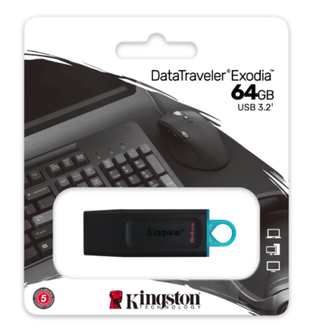 Memorie USB Stick Kingston DataTraveler Exodia 64GB, USB 3.2, Black/Teal [2]