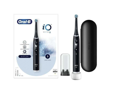 Periuță de dinți electrică Oral-B iO Series 6N cu Temporizator, Senzor de Presiune și Husă de Călătorie Black Lava [2]