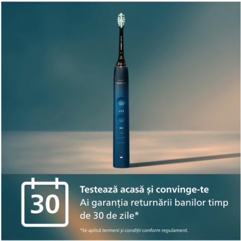 Periuta electrica sonica PHILIPS Sonicare DiamondClean Seria 9000 HX9911/89, 4 moduri de periere, 3 intensitati, senzor de presiune, senzor BrushSync, conectivitate cu aplicatia Sonicare, 1 toc de tra [1]