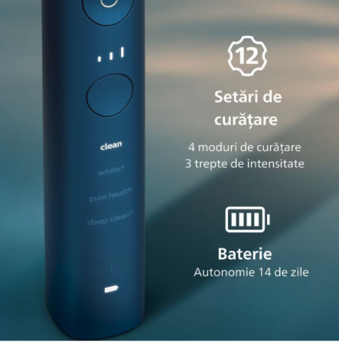 Periuta electrica sonica PHILIPS Sonicare DiamondClean Seria 9000 HX9911/89, 4 moduri de periere, 3 intensitati, senzor de presiune, senzor BrushSync, conectivitate cu aplicatia Sonicare, 1 toc de tra [3]