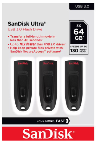 Memorii USB - Set 3x Memorie USB SanDisk Ultra 64GB, USB 3.0, Negru