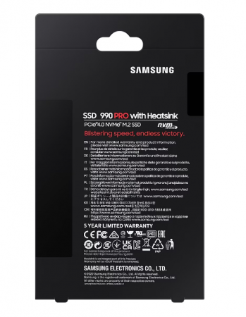 Solid State Drive (SSD) Samsung 990 PRO 4TB Heatsink, PCIe Gen 4.0 x4, NVMe, M.2. MZ-V9P4T0GW [1]