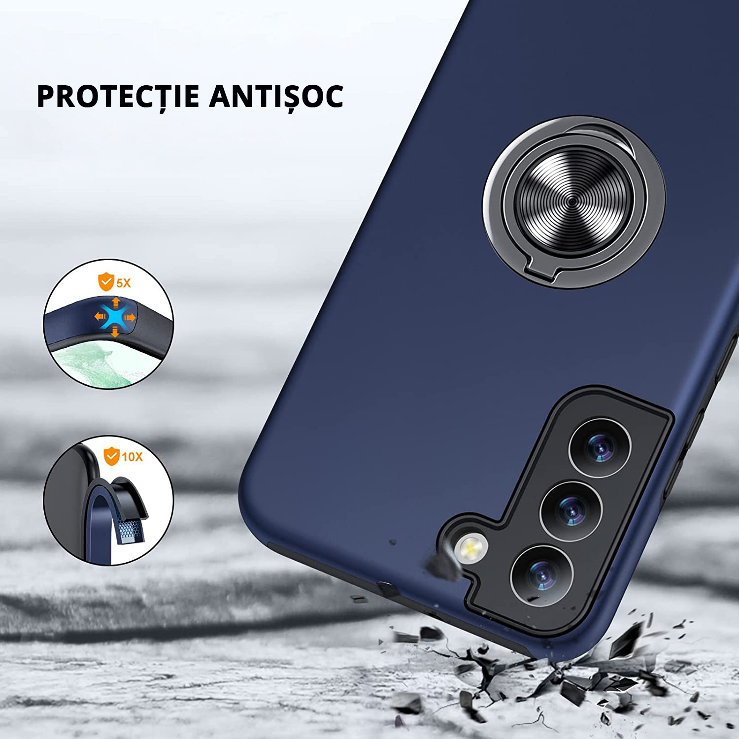 Husă pentru Samsung Galaxy S22 Plus, culoare blue, protecție militară antișoc, protejează  telefonul