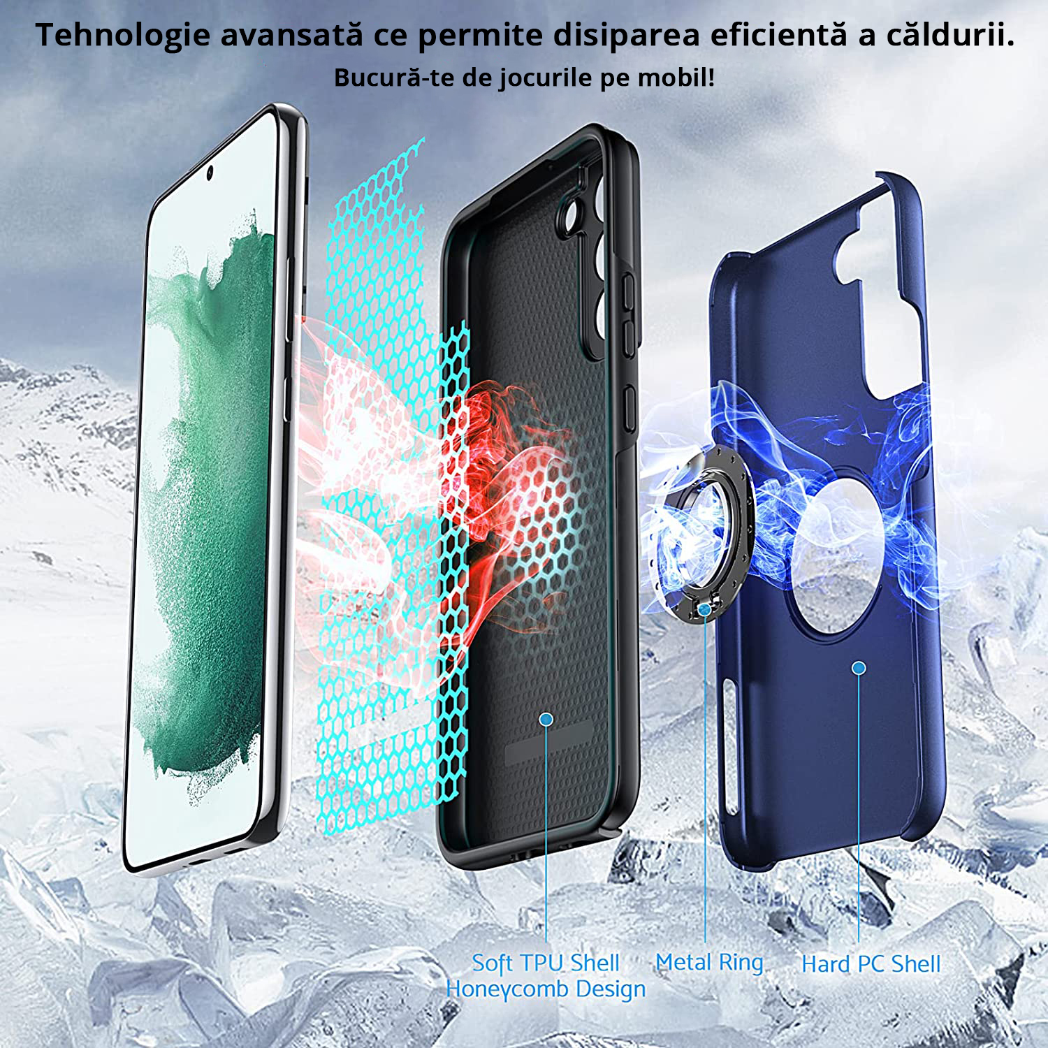 Husă pentru Samsung Galaxy S22 Plus, culoare blue, are tehnologie ce permite disiparea căldurii