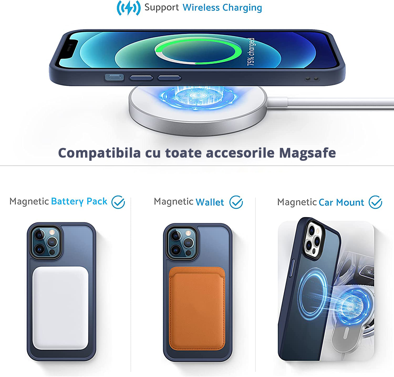 Husa pentru IPhone 12 / 12 Pro MagSafe, ultra slim, Antisoc, Blue