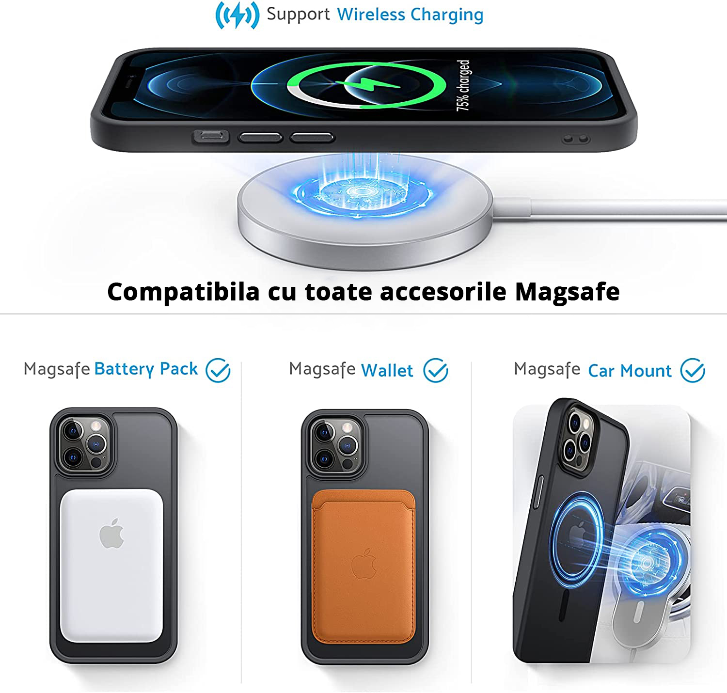Husa pentru IPhone 12 PRO MAX MagSafe, ultra slim, Antisoc, Negru