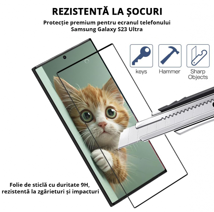 Folie de protecție Mobilesmart pentru Samsung Galaxy S23 ULTRA, sticlă securizată Full Glue [5]