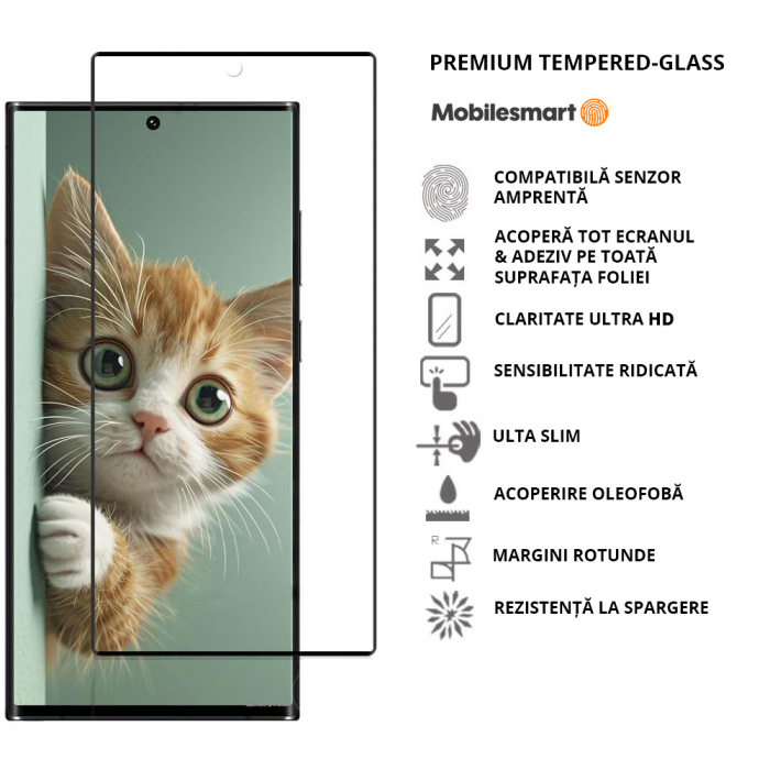 Folie de protecție Mobilesmart pentru Samsung Galaxy S23 ULTRA, sticlă securizată Full Glue [2]