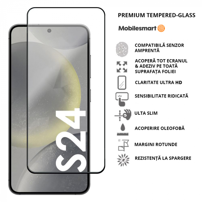 Folie de protecție Mobilesmart pentru Samsung Galaxy S24, sticlă securizată Full Glue [2]