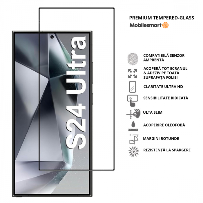 Folie de protecție Mobilesmart pentru Samsung Galaxy S24 ULTRA, sticlă securizată Full Glue [2]