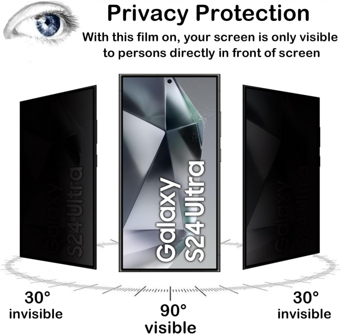 Folie de protecție Mobilesmart pentru Samsung Galaxy S24 ULTRA, sticlă securizată Privacy, Full Glue [3]
