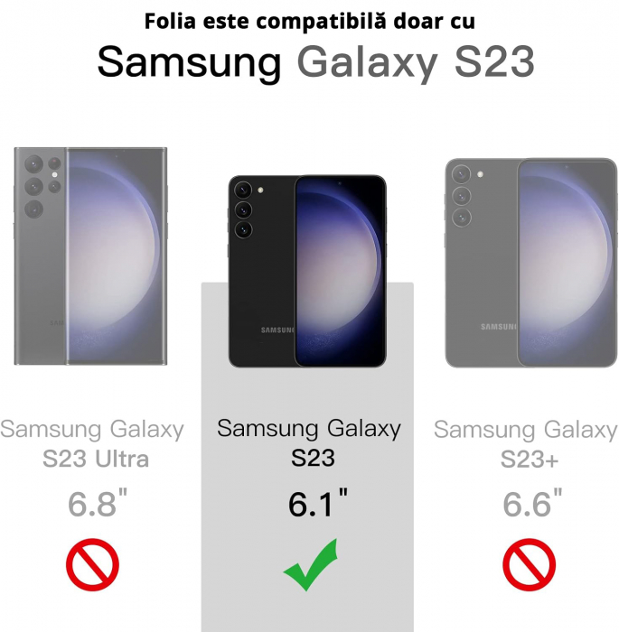Folie de protecție Mobilesmart pentru Samsung Galaxy S23, sticlă securizată Privacy, Full Glue [2]