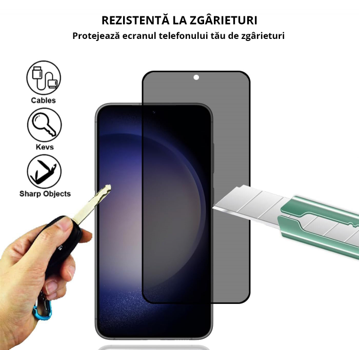 Folie de protecție Mobilesmart pentru Samsung Galaxy S23, sticlă securizată Privacy, Full Glue [7]