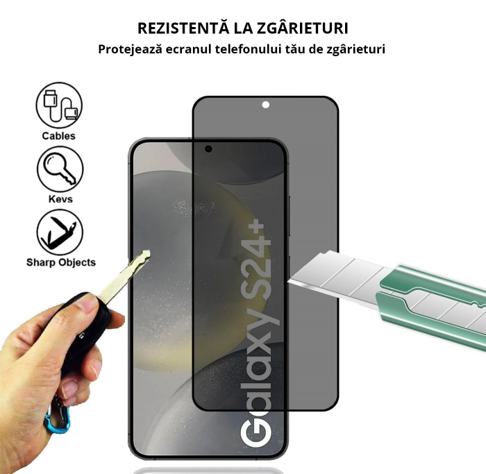 Folie de protecție Mobilesmart pentru Samsung Galaxy S24 PLUS, sticlă securizată Privacy, Full Glue [6]