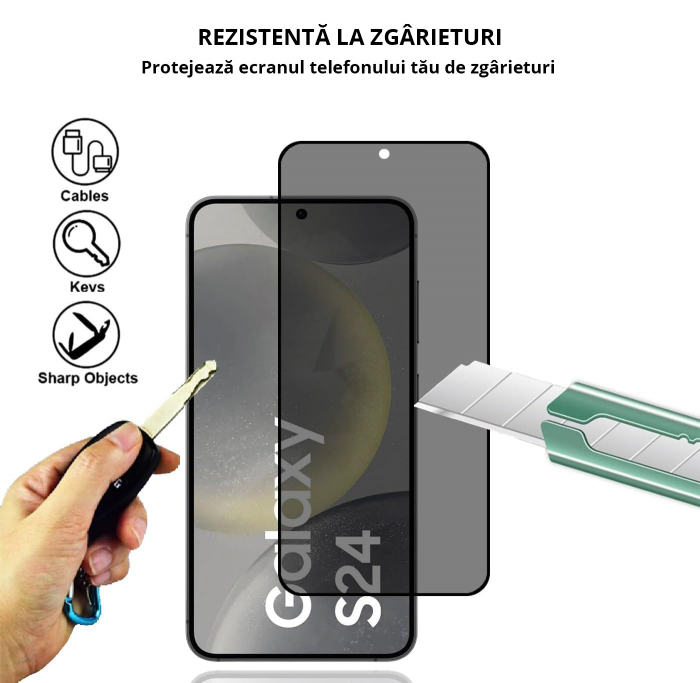 Folie de protecție Mobilesmart pentru Samsung Galaxy S24, sticlă securizată Privacy, Full Glue [6]