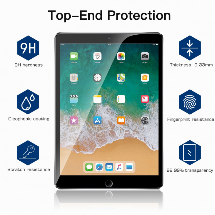 Folie protectie sticla securizata Apple iPad Pro 10.5", protectie ecran, fata [2]