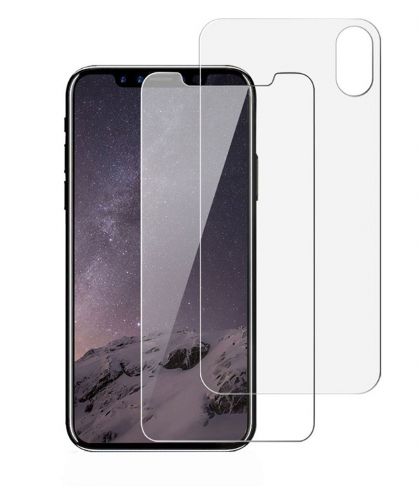 Folie protectie sticla securizata iPhone X/iPhone 10, protectie ecran, fata plus spate, MobileSmart©, 0.2mm [1]