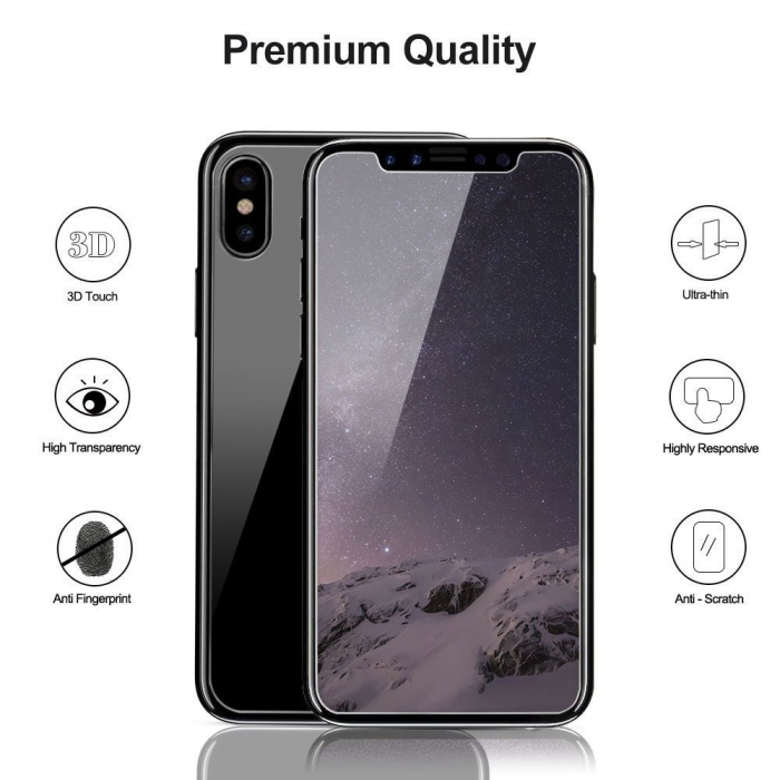 Folie protectie sticla securizata iPhone X/iPhone 10, protectie ecran, fata plus spate, MobileSmart©, 0.2mm [4]