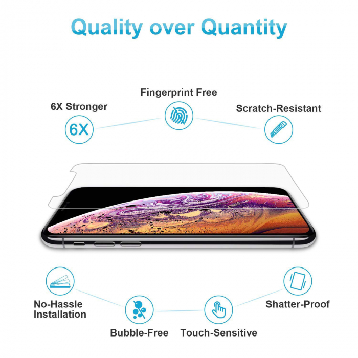 Folie protectie sticla securizata iPhone XS, protectie ecran, fata, 0.2mm [4]