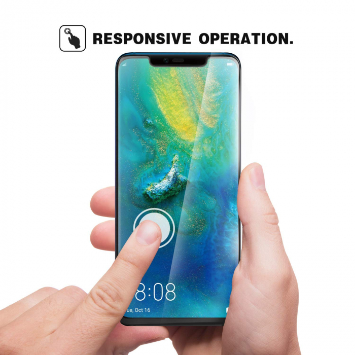Folie sticla Huawei Mate 20 Pro, protectie ecran, fata, total transparenta, 5D, acopera tot ecranul, 0.2mm [6]