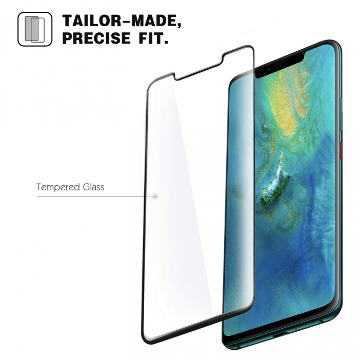 Folie sticla Huawei Mate 20 Pro, protectie ecran, fata, total transparenta, 5D, acopera tot ecranul, 0.2mm [9]