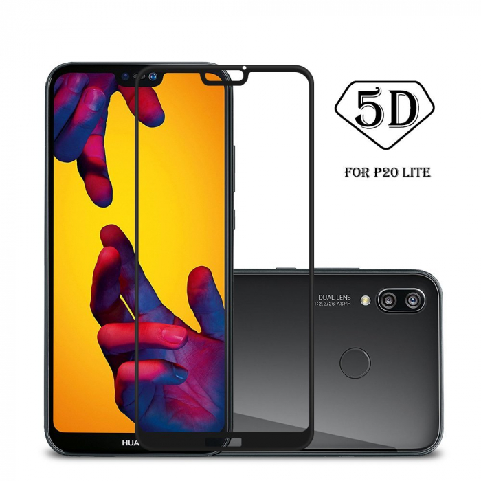 Folie sticla Huawei P20 Lite, protectie ecran, total transparenta, 5D, acopera tot ecranul, MobileSmart©, 0.2mm [6]
