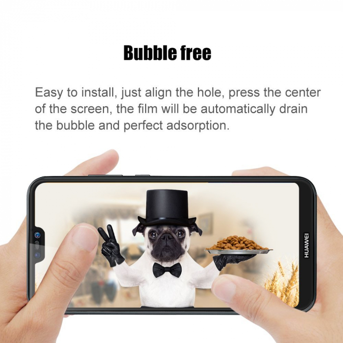 Folie sticla Huawei P20 Lite, protectie ecran, total transparenta, 5D, acopera tot ecranul, MobileSmart©, 0.2mm [3]