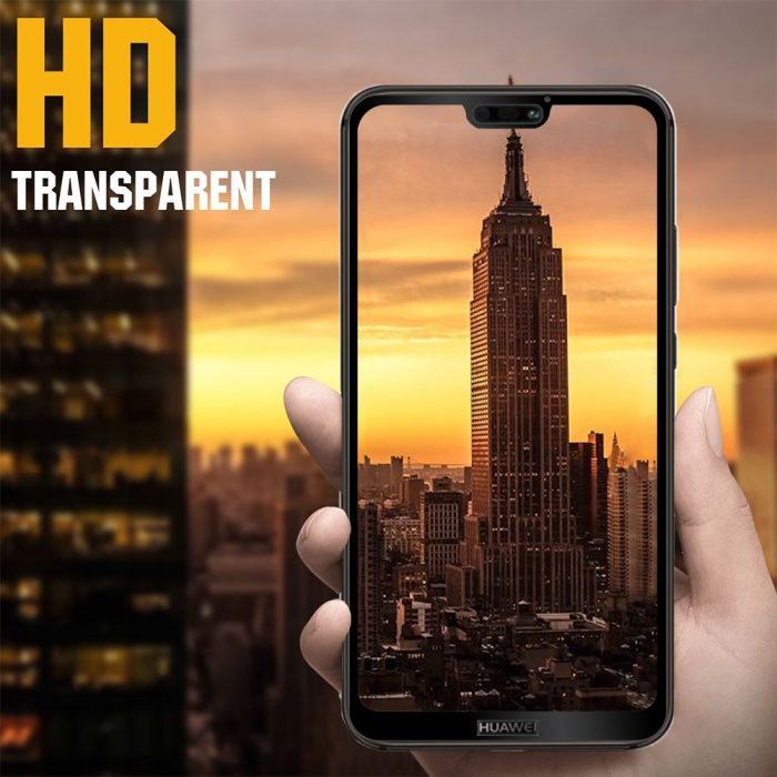 Folie sticla Huawei P20 Lite, protectie ecran, total transparenta, 5D, acopera tot ecranul, MobileSmart©, 0.2mm [2]