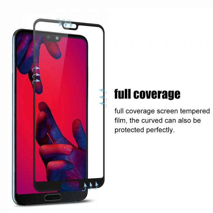Folie sticla Huawei P20 Pro, protectie ecran tempered glass fata, total transparenta, 5D, acopera tot ecranul, MobileSmart, 0.2mm [2]