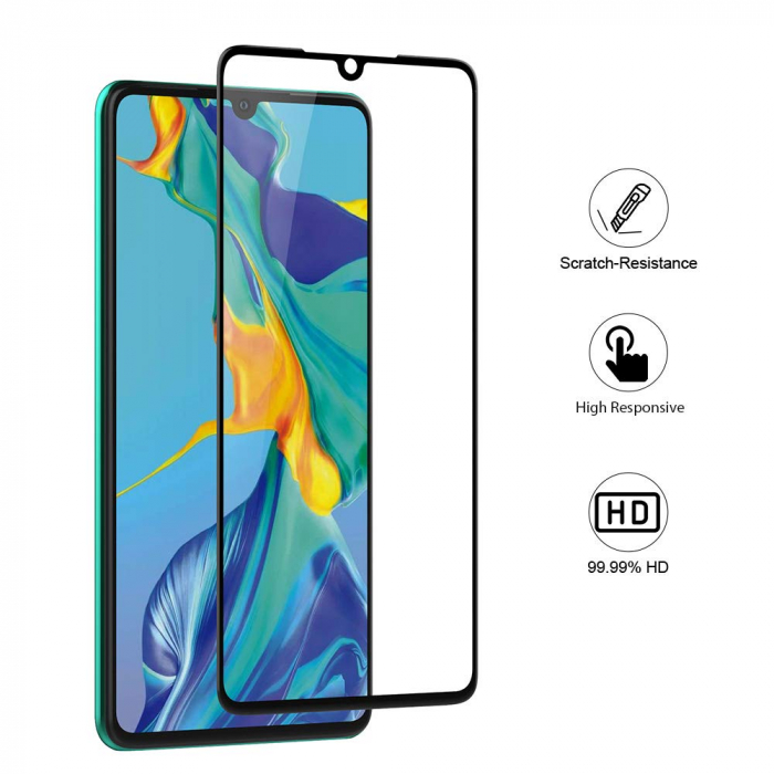 Folie sticla Huawei P30, protectie ecran tempered glass fata, 5D, acopera tot ecranul, 0.2mm [4]
