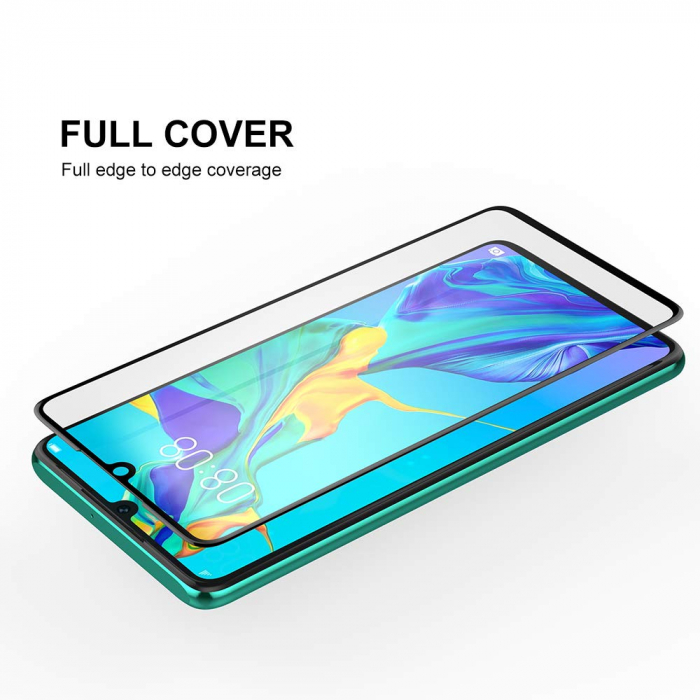 Folie sticla Huawei P30, protectie ecran tempered glass fata, 5D, acopera tot ecranul, 0.2mm [5]