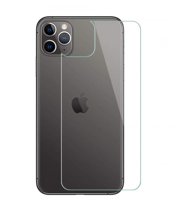 Folie sticla iPhone 11 PRO MAX, Fata plus Spate, 5D, securizata cu rama metalica, protectie ecran si margini curbate, Negru [5]