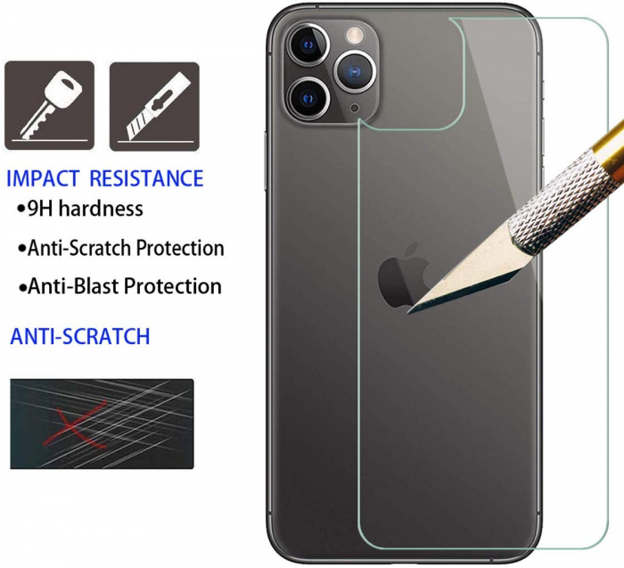 Folie sticla iPhone 11 PRO MAX, protectie securizata, spate, 0.2mm [4]