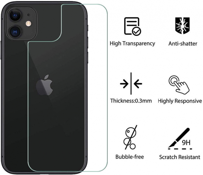Folie sticla iPhone 11, protectie securizata, spate, 0.2mm [5]