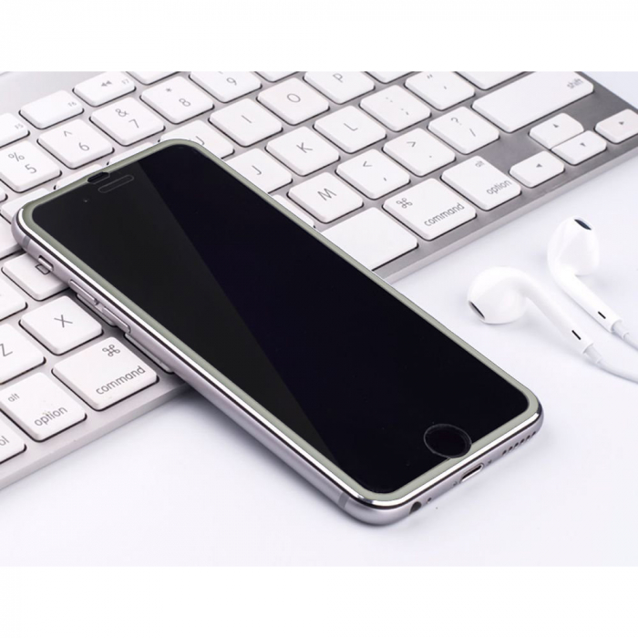 Folie sticla securizata, fata plus spate, cu rama metalica iPhone 6 Plus / 6S Plus, 3D, protectie completa ecran si margini curbate, Silver [4]