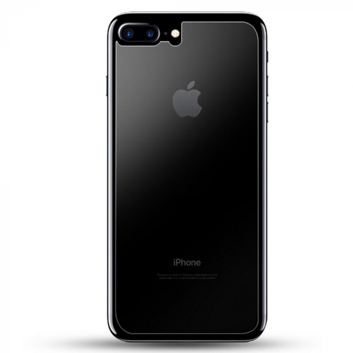 Folie sticla iPhone 8 Plus / iPhone 7 Plus, Fata plus Spate, 3D cu rama metalica, protectie completa ecran si margini curbate, Negru [2]
