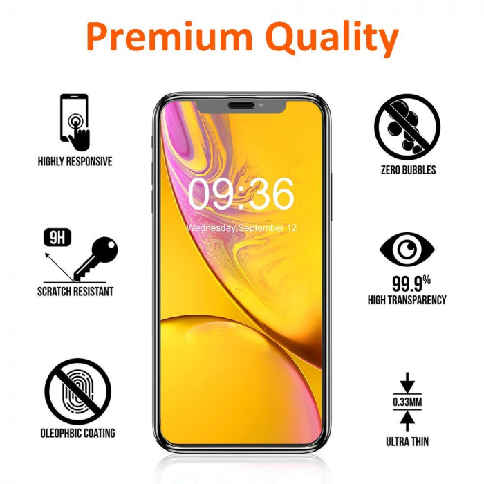 Folie sticla iPhone XR, 5D, Fata plus Spate, protectie ecran cu rama metalica, Negru, MobileSmart©, 0.2mm [4]