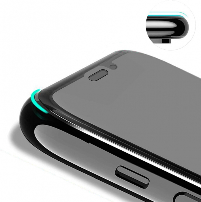 Folie sticla iPhone XR, Privacy, 5D, securizata cu rama metalica, protectie ecran si margini curbate, Negru [3]